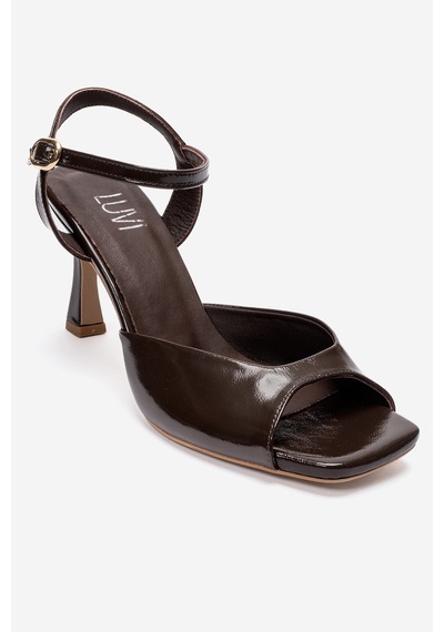 Luvi Shoes Elvıa Kahverengi Rugan Hakiki Deri Kadın Topuklu Ayakkabı