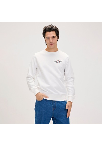 Bad Bear Panther Crewneck Erkek Beyaz Yuvarlak Yaka Sweatshirt Beyaz
