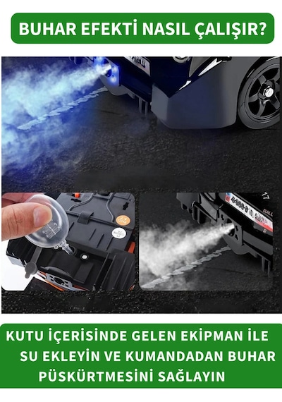 Uzaktan Kumandalı Şarjlı 4x4 Drift Arabası 1:16 Işıklı Buhar Efektli Rc Yarış Arabası Çok Renkli