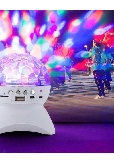 Led Disko Işık Bluetooth Hoparlör Renkli Dönen Gece Lambası Projektör Usb Tf Kart Aux Destekli