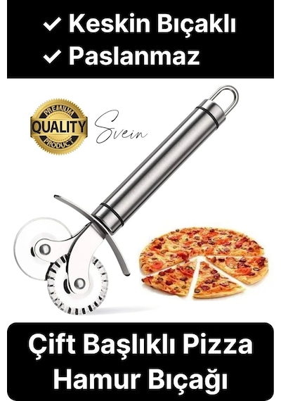 Paslanmaz Yüksek Kaliteli Uzun Ömürlü Çift Taraflı Hamur Pizza Börek Kesme Bıçağı Duvara Asılabilir Çok Renkli