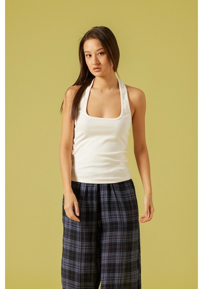 Pamuklu Halter Top Ekru