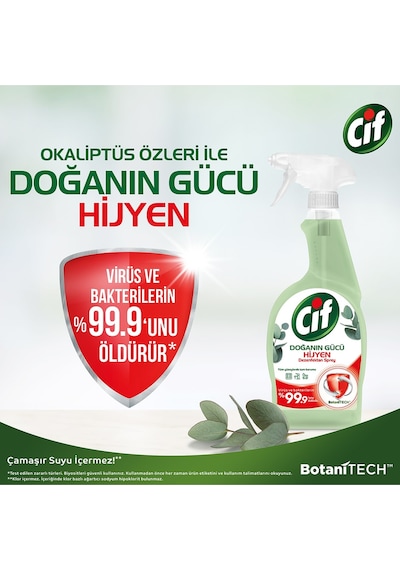 Cif Dezenfektan Sprey Doğanın Gücü Üstün Hijyen Sağlar 750 Ml 3Adet