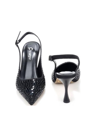 Pisagor Ps-32150 Kadın 7 Cm Arkası Açık Abiye Stiletto Ayakkabı siyah