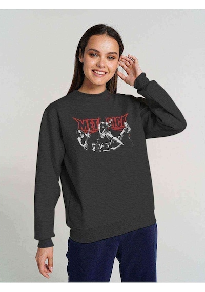 Metallica Mac Baskılı Füme Antrasit Kadın Sweatshirt
