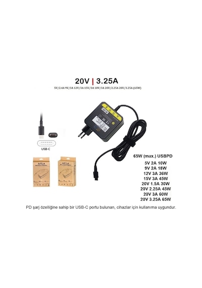 Asus Vivobook S14 S3407va-ly031w Uyumlu Adaptör, Şarj Aleti Cihazı 65w - V2 Type-c