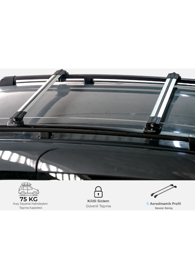 Ford Courier 2014 2022 Uyumlu Trs-1 Kilitli Sistem Ara Atkı Tavan Barı Gri 2 Adet