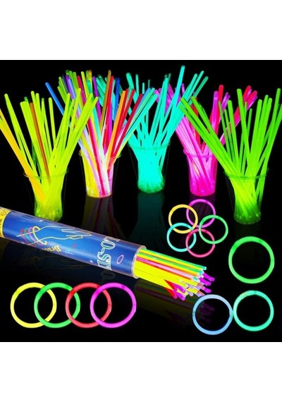 Neon Glow Stick Işıklı Fosfor Çubuk Işıklı Bileklik 200 Adet Işıklı Kolye Işıklı Çubuk Neon Işık Çok Renkli