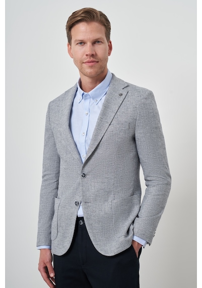 Morven Erkek Lacivert Keten Dokuma Slim Fit Mono Yaka Ceket 25ys002002200 Lacivert