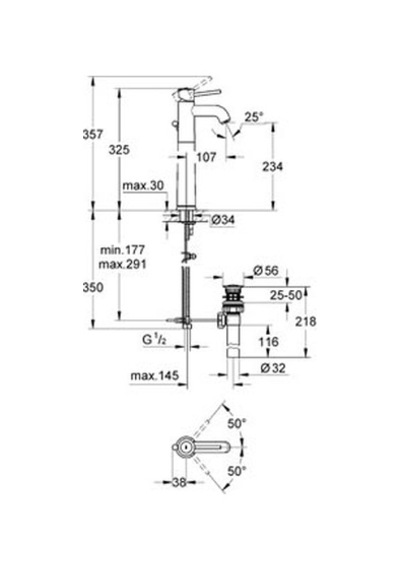 Grohe Bauclassic Tek Kumandalı Çanak Lavabo Bataryası 32868R00