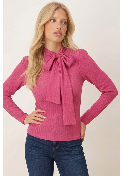 Armonika Kadın Fuşya Yakası Yandan Bağlamalı Omuzları Büzgülü Bluz Arm-26k001068 Armonika Kadın Fuşya Yakası Yandan Bağlamalı Omuzları Büzgülü Bluz Arm-26k001068