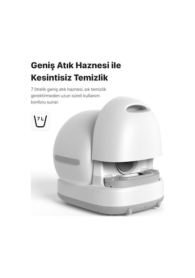 Xenon Smart Kedi Tuvaleti Ve Mama Kabı 2'li Set Wifi, 72l Otomatik Kedi Tuvaleti, Çelik Mama Kabı, Mobil Kontrol Beyaz