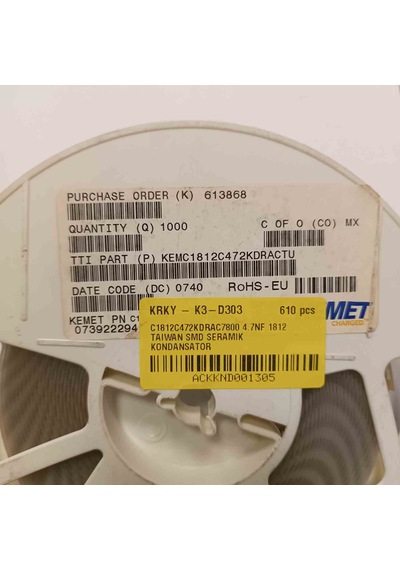 C1812c472kdrac7800 4.7nf 1812 Taıwan Smd Seramik Kondansatör 19 Adet
