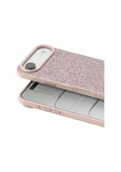 Apple Uyumlu iPhone 17 Air Bright Simli Kapak Pembe/
