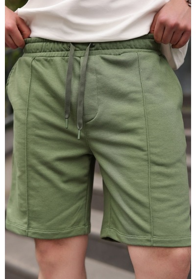 Madmext Haki Beli Ayarlanabilir Regular Fit Erkek Şort E6585