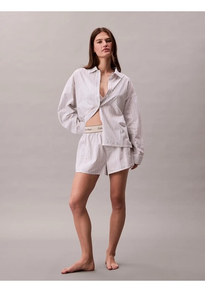 Calvin Klein Cotton Poplın Shırt Beyaz Kadın Pijama Gömleği