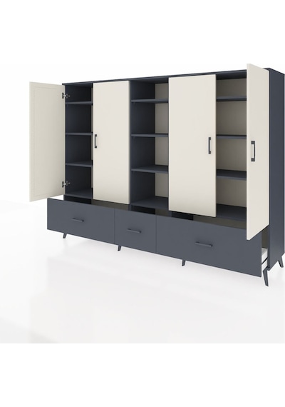 Hyperion Dolap 12 Raflı 3 Çekmeceli 4 Kapaklı 220x44x163 Antrasit Antrasit-aytaşı/antrasit Hyperion Dolap 12 Raflı 3 Çekmeceli 4 Kapaklı 220x44x163 Antrasit Antrasit-aytaşı/antrasit