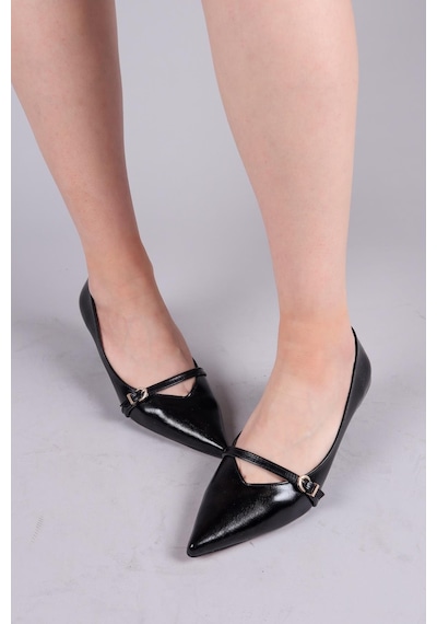 Birikon Cortez V Dekolteli Biyeli Stiletto Siyah-8498 Siyah