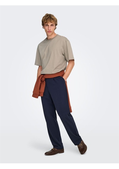 Only & Sons Onsfred Lıfe Rlx Ss Strıpe Tee Noos Erkek Brown T-shirt - 22036384 Kahverengi