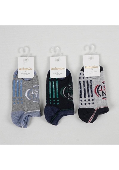 Katamino Erkwk Çocuk Dikişsiz Taban Kaydırmaz Patik Çorap 6 Çift Katalog Rengi