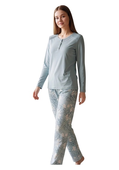 Over Sleep By Poleren Over Sleep 3403 Kadın Kışlık Süprem Pijama Takımı Mint