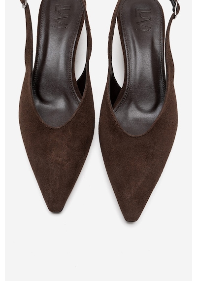 Luvishoes Rosella Kahverengi Süet Mini Dolgu Kadın Topuklu Ayakkabı