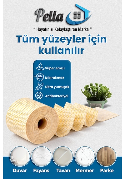 250 Adet Ekonomik-pratik Çek-kopar Rulo Mikrofiber Temizlik Bezi 17x18 Cm Sarı