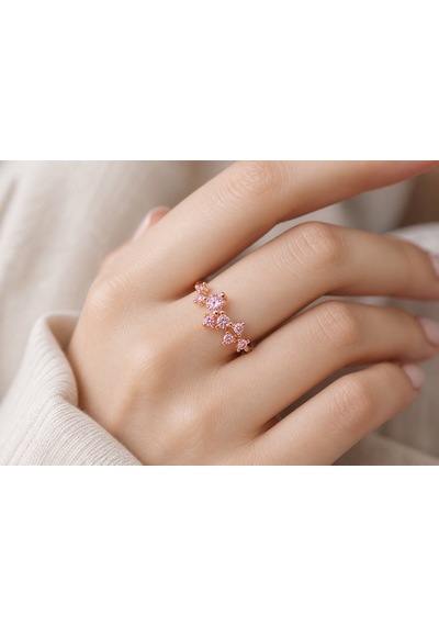 Corlu Jewellery 18 Ayar Altın Kaplama Safir Star Kadın Gümüş Yüzük