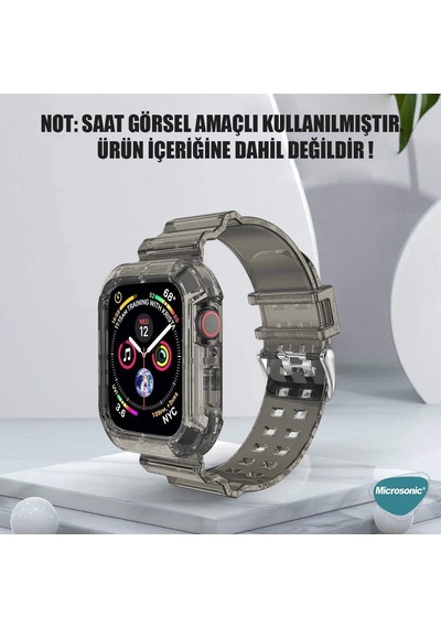 Apple Watch Series 3 38mm İçin Kordon Transparent Clear Band Siyah Çok Renkli
