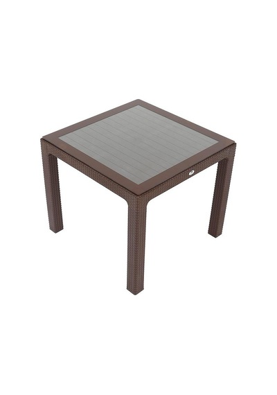 Mandella 90x90 Elit Rattan Masa Camlı Kahverengi Diğer