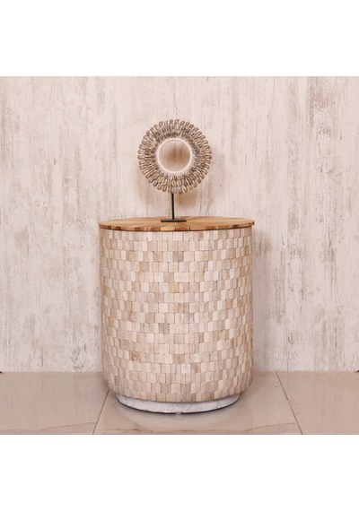 Solid Wood Sehpa & Gizli Saklama 50x60 Cm Beyaz