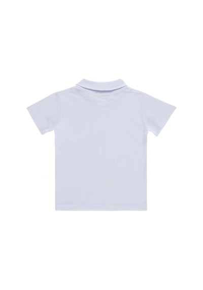 Civil Boys Erkek Çocuk Palmiye Nakışlı Polo Yaka 2-5 Yaş Tişört - Beyaz