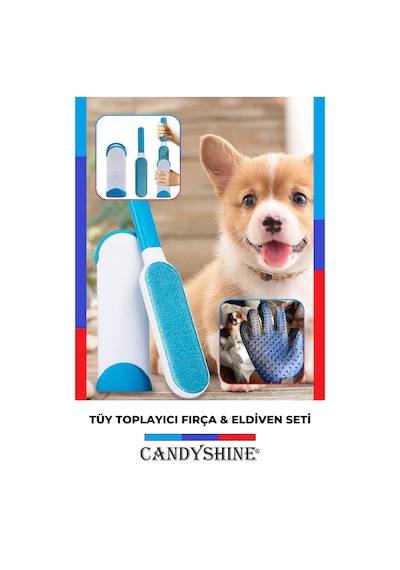 Candyshine Koltuk Halı Tüy Toplayıcı Fırça Seti ve Tüy Toplayıcı Eldiven