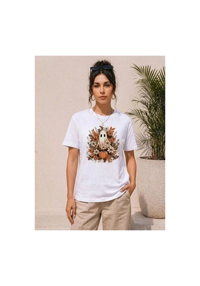 Butik İstanbul Balkabağı Hayalet Baskılı Tişört Kısa Kol Yazlık T-shirt - Beyaz Butik İstanbul Balkabağı Hayalet Baskılı Tişört Kısa Kol Yazlık T-shirt - Beyaz