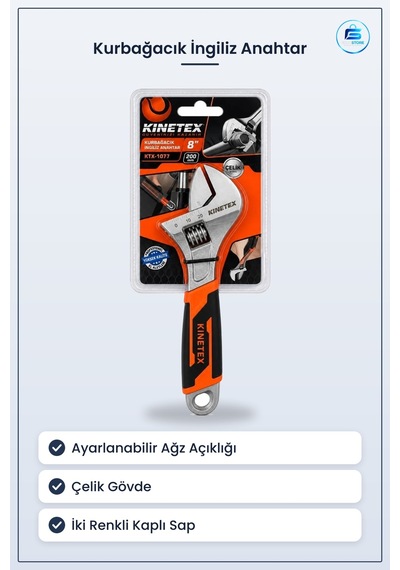 Kurbağacık İngiliz Anahtar No 8 Çelik Ayarlanabilir Manuel Tamir