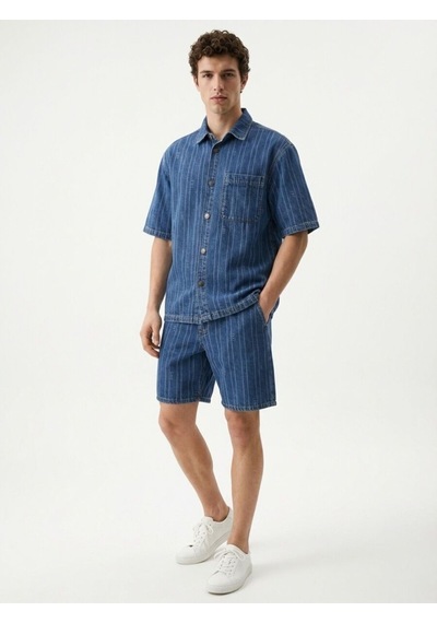 Oversize Fit Erkek Gömlek K.kol Denim