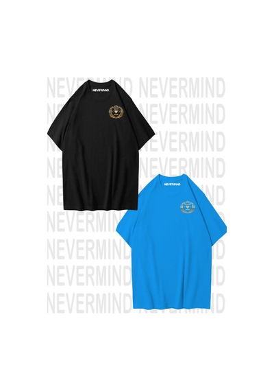 Nevermind Hanımcı/beyci Spor Baskılı İkili Oversize Sevgili Tshirt Eş Kombi Siyah-mavi