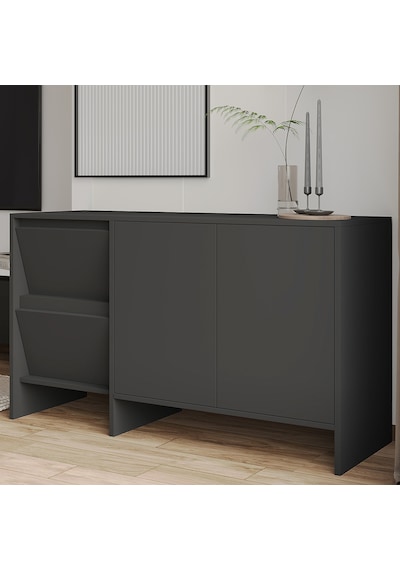 Laris 130 Cm Modern Konsol 4 Kapaklı, Yüksek Ayaklı, Minimalist Tasarım Antrasit