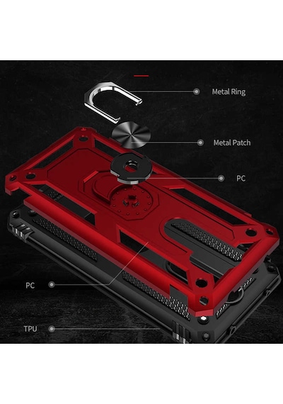 Kilifone - Redmi Note 8 Pro Uyumlu Kılıf Koruyucu Yüzüklü Çift Katman Vega Kapak - Mavi - T10696