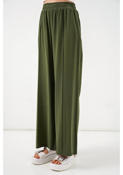 Bigdart Kadın Beli Lastikli Bol Paça Pantolon 30087 - Haki