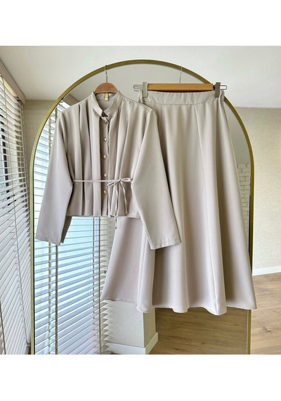 Lovie Moda Kadın Berry Etekli Takım - Bej