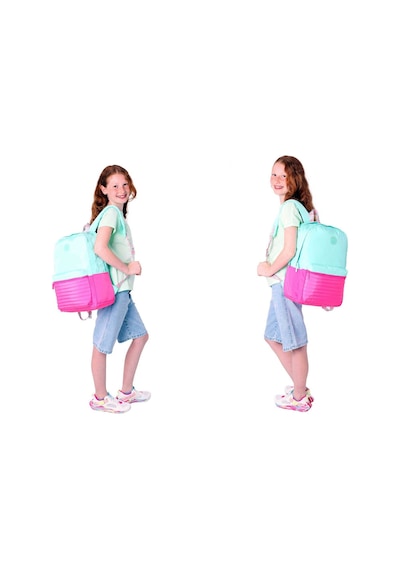 Kaukko Quick Üçlü Kız Çocuk Okul Çanta Seti - Yeşil Pembe - Kapitone Detaylı Yeşil - Pembe