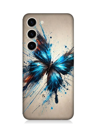 Samsung Galaxy S23 Uyumlu Parçalanan Renkli Kelebek Desenli Silikon Kılıf Çok Renkli