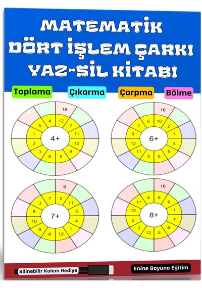 Matematik Dört İşlem Çarkı Yaz-sil Kitabı