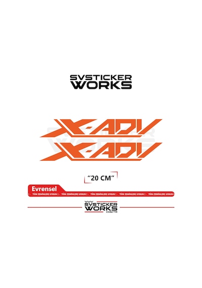Honda X-adv 750 Sticker Uyumlu Yazı Yüksek Kalite Özel Kesim Folyo 2'li Set Turuncu
