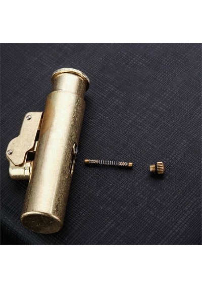 Promise Vintage Çakmak Benzinli Muhtar Çakmağı Sarı Bronz