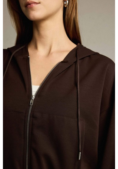 Defacto Kapüşonlu Modal Fermuarlı Sweatshirt G2915ax25aubn336 Kahve