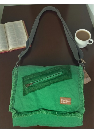 Old Cotton Cargo Vintage Salaş Orta Boy Unisex Günlük Çapraz Postacı Tablet Çantası M 32 Cm X 27 Cm Yeşil
