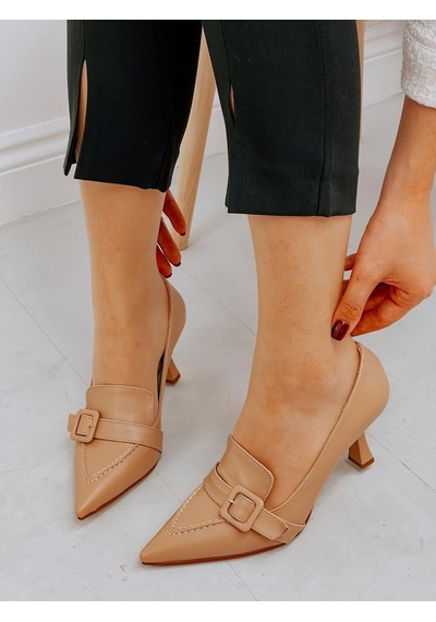 Ervanın Butiği Nude Cilt Kahlo Toka Detay Kadın Stiletto-3919