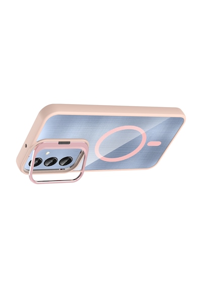 Nourthkiingdom Galaxy Uyumlu A16 Kılıf Standlı Ve Kamera Lens li M-safe Şarj Özellikli Nrtk Etro Kapak - Pembe Pembe